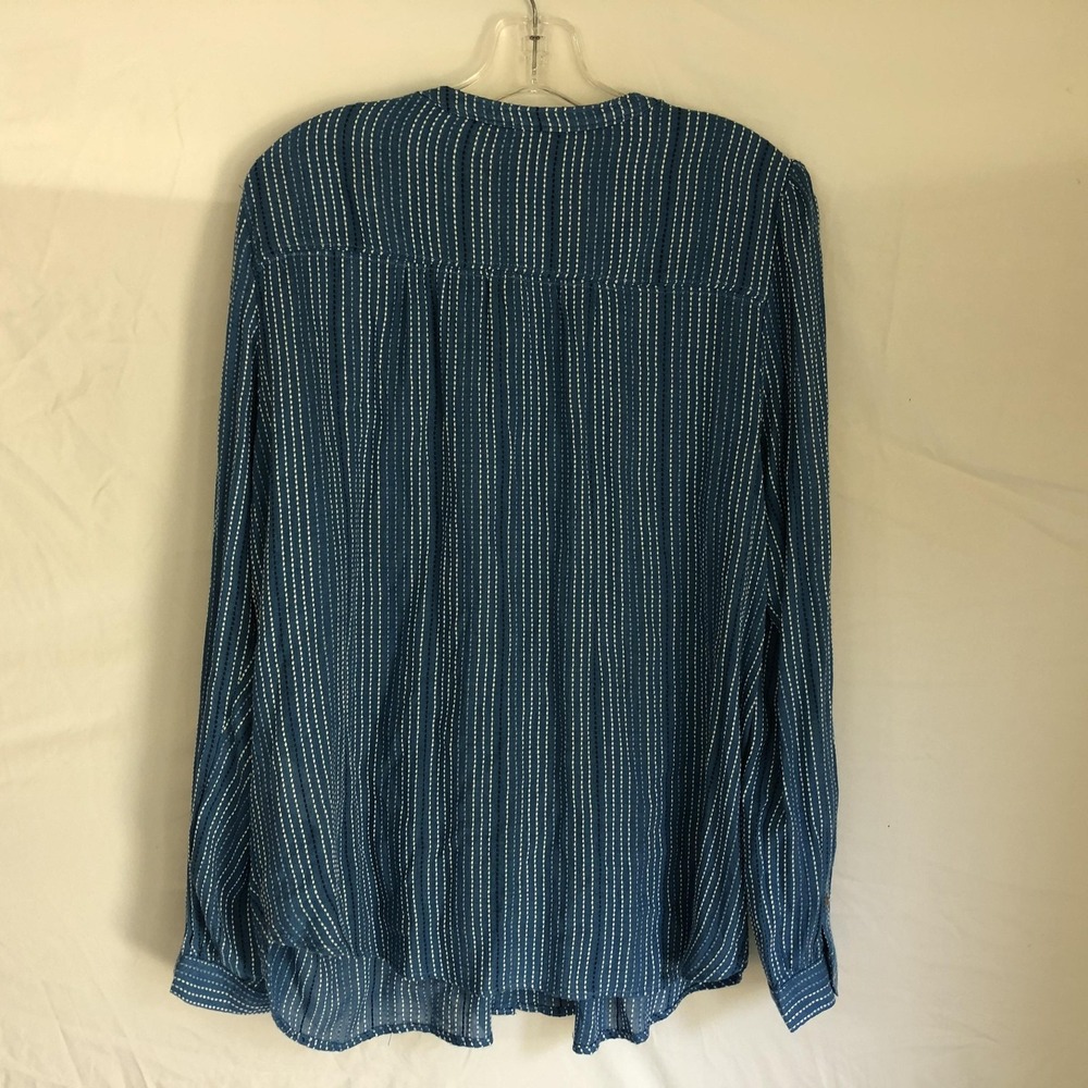 Pilcro Shirt Womens XL Blue Stripe Button Front Long Sleeve Tunic Top Wool Blend - Picture 7 of 10